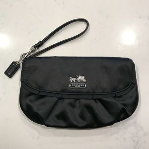 Coach Amanda - black satin clutch with ribbon trim